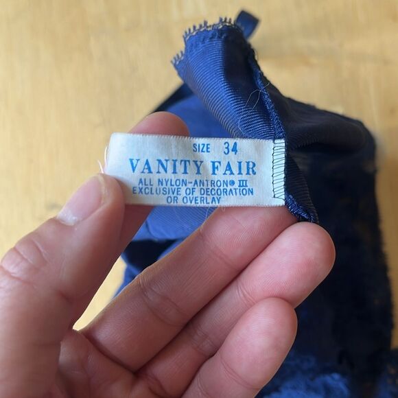 Vintage Vanity Fair Lace Cami W34 Small Royal Blue USA - Picture 2 of 5
